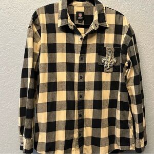 NFL Team Apparel New Orleans Saints Check Flannel Shirt L